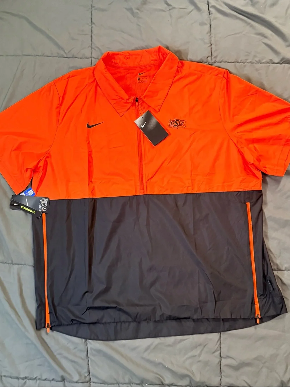 Nike Orange and Black OSU Half-Zip Windbreaker